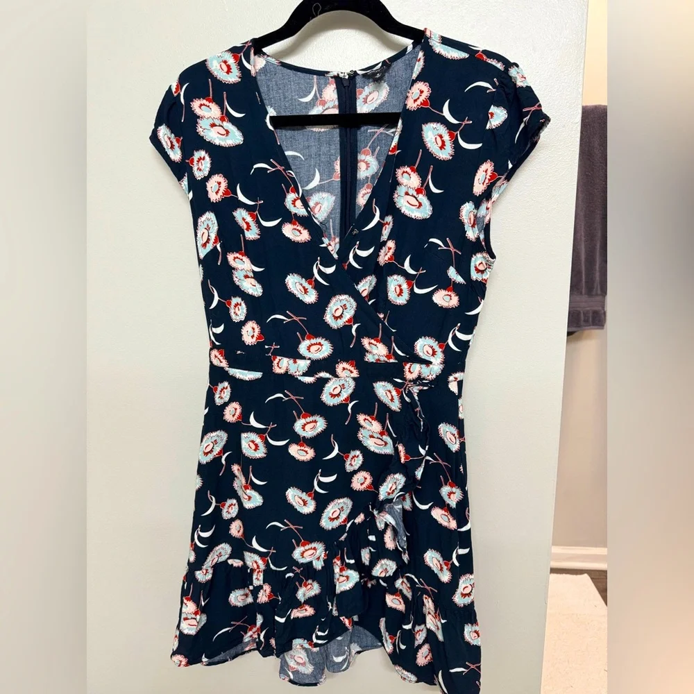 Floral Wrap Dress with Ruffle Hem - Picture 1 of 6